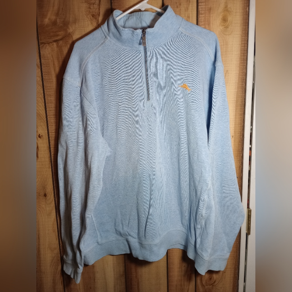 Tommy Bahama Pullover Men's Size XL Light Blue/Gray Collared 1/4 Zip